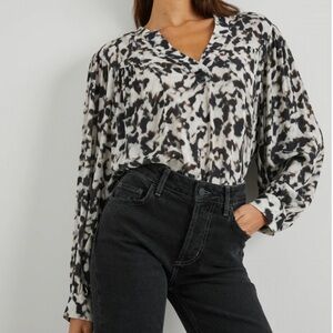 Rails Women’s Fable Blurred Cheetah-Print Blouse Chic Size XS